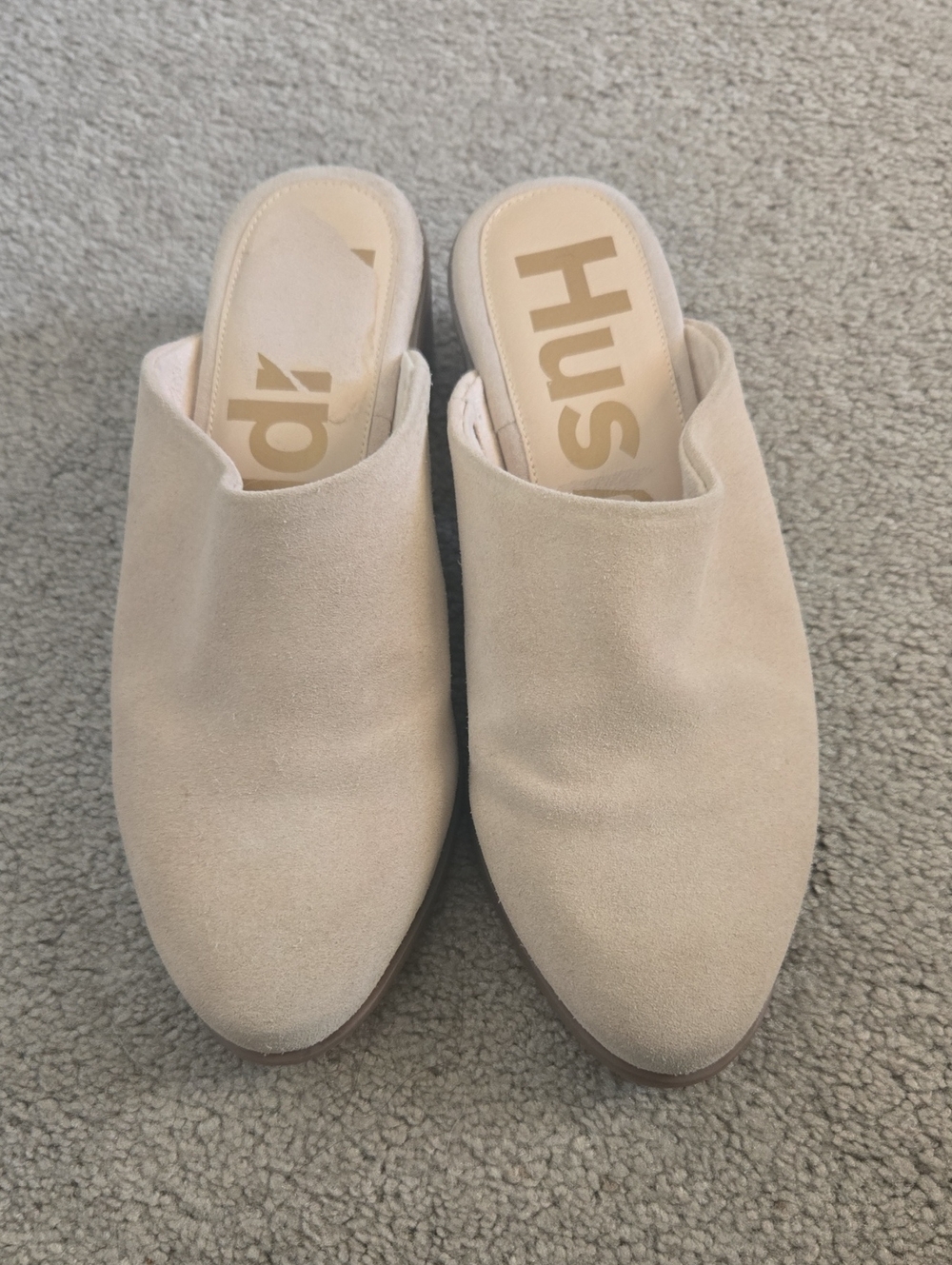 Hush Puppies Women's Beige Suede Slip-On Mules